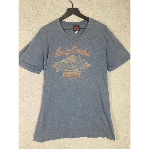 Harley Davidson Raleigh NC Dealer Shirt Men’s 2XL Blue Graphic Biker Tee - Picture 6 of 10